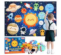 MeCids Solar System Felt Board for Kids Toddlers Preschool Teaching Play Kits, 30 Pcs Outer Space Universe Felt Story Board Set with Words Pieces, Educational Toy Gifts for Boys Girls