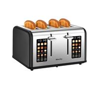 Mecity - 4 Slice Toaster with Touch Screen Control, 4 Wide Slots, Stainless Steel Smart Bread Toaster for Bread Muffin Buns Panel, Panel