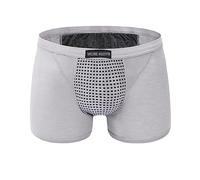 MECKOZ 3 Pack Men's Tourmaline Prostate Therapy Physiological Boxer Briefs Soft Panty Health Care Breathable Inner Pant(Gris,XXL)