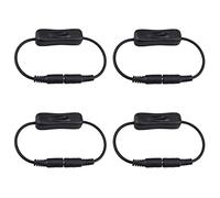 Mecmbj 4 Pieces DC 12V Inline Switch, Inline Toggle Rocker On/Off Rocker Switch DC Jack 5.5mmx2.1mm Male to Female Power Adapter Cable Connector for LED Strip Light, CCTV Camera (Black)