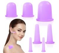 Mecmbj 7 PCS Face Cupping Set with Storage Bag, Facial Cupping Silicone Vacuum Cups, Body and Face Massage Tool Set, Cellulite Cup Cupping Massage Tools for Fighting Wrinkles, Cellulite (Purple)