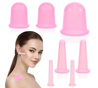 Mecmbj 7 Pieces Face Cupping Set with Storage Bag, Facial Cupping Silicone Vacuum Cups, Body and Face Massage Tool Set, Cellulite Cup Cupping Massage Tools for Fighting Aging, Wrinkles, Cellulite