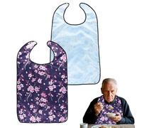 Mecmbj Adult Bibs for Women and Men, 2pcs Washable Dining Bibs for Elderly, Reusable, Waterproof Clothing Protector with Food Crumb Catcher for Seniors, Disabled, Polyester