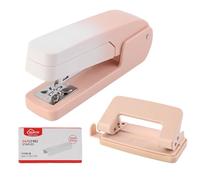 Mecmbj Hole Punch Stapler Set, Stapler Office with 1000 Staples, for 25 Sheets, 360° Rotation, Multiple Binding Modes, Large Stapler and Hole Punch, for Office, Study, Home