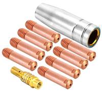 Mecmbj Nozzles Contact Tips Holders Welding Parts Set 1PC Nozzles 10PCS Contact Tips 1PC Tip Holders mig Welder consumable Accessory Fit for 15AK Torch Gun Welding Machine 1.0 MM - Total 12PCS