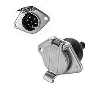 MECMO - SAE J560 Replacement Vehicle Side 7 Pin Round Socket SAE J560 Style Die-Cast Zinc Housing 7 Way Round Electrical Connector Wiring Harness