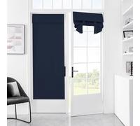 Mecodeco 100% Blackout Door Curtains, French Door Curtains for Privacy, Easy Installed Tricia Door Panels, Front Door Sidelight Curtain Tie up Shade (Navy, 26W*69L,1Panel)