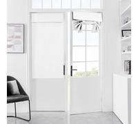 Mecodeco 100% Blackout Door Curtains, French Door Curtains for Privacy, Easy Installed Tricia Door Panels, Front Door Sidelight Curtain Tie up Shade, (White, 26"*40", 1 Panel)