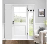 Mecodeco 100% Blackout Side Curtains - Room Darkening Solid Color Drapes for Glass Door, French Door (12W x 69L Inch, White, 1 Panel)