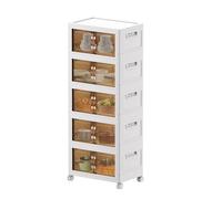 MECOLOR Pack of 5 Foldable Plastic Storage Bins with Lids and Doors, 30 Litres, Essential for Family