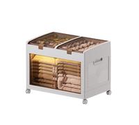 MECOLOR Plastic Storage Box with Lid, 72L Collapsible Closet Organser, Stackable Storage Uunit with Wheels, Storage Cubes with Opening Door for Kitchen Bathroom Indoor and Outdoor (TL-55-2)