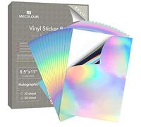 MECOLOUR Premium Printable Vinyl Sticker Paper for Inkjet Printer Holographic Waterproof , Dries Quickly Vivid Colors, Holds Ink Well- Tear Resistant - Inkjet & Laser Printer (50 Sheets)