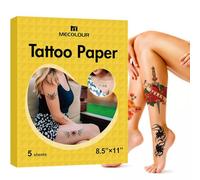 MECOLOUR Printable Temporary Tattoo Paper 8.5"X11"-5 Sets for Inkjet Printer DIY Image Transfer Decal Paper for Skin, for Halloween, Celebrate Festivals, Parties, Birthday Bashes,New Year