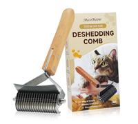 MecoMeow 2 in 1 Undercoat Rake for Cats- Professional Pet Dematting & Deshedding, Efficiently Remove Loose Hair & Matted Fur, Professional Shedding Comb for Indoor & Long Haired Cats Dogs