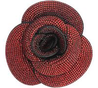 Mecool 2.76" Dual-Purpose Red Ladies Brooches and Flower Clip | Double Layer Women's Brooches & Pins Shimmering Created Crystal. Elegant Costume Jewellery Accessory | Hair Accessories for Women