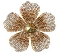 Mecool 2.95" Flower Hair Clip for Weddings Party Created Crystal Brooch Corsage Hair for Women | Flower Hair Jewellery Barrette Hair Decorations for Women Accessories-Gold