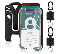 Mecool 2 Pcs Retractable Badge Holders Hard Plastic Extendable Lanyard with Card Holder | ID Badge Holder Retractable Reel with Carabiner Belt for Keyring | Photocard Holder