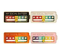 Mecool 4 Pcs Battery Shape Social Battery Badge & Enamel Pins Slider 7 Days Mood Badge & Tracker Lapel Brooches | Mood Tracker Lapel Brooches & Pin Badges | Funny Gift Set for Backpacks & Clothing