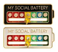 Mecool 4 PcsBattery Shape Social Battery Badge & Enamel Pins Slider 7 Days Mood Badge & Tracker Lapel Brooches | Mood Tracker Lapel Brooches & Pin Badges | Funny Gift Set for Backpacks & Clothing