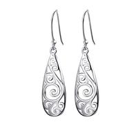 Mecool 925 Sterling Silver Drop Vintage Earrings for Women | Filigree Dangly Teardrop Earrings | Silver Jewellery for Women Statement Earrings | Girls Earrings