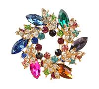 Mecool Bauhinia Brooch Pin for Women Flower Brooch Elegant Simulated Crystal Brooches-Colourful