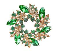 Mecool Bauhinia Brooch Pin for Women Flower Brooch Elegant Simulated Crystal Brooches-Green