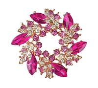 Mecool Bauhinia Brooch Pin for Women Flower Brooch Elegant Simulated Crystal Brooches-Red