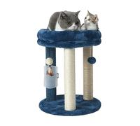 MECOOL Cat Scratching Post Tree with Tower Soft Bed.Natural Quality Sisal Carpet Jute Scratch Posts with Three Hanging Ball Toys and Massage Brush for Indoor Cats and Kittens Blue