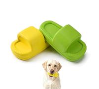 MECOOL Dog Toy 2PCS Unbreakable Slippers Squeaky Dog Toys for Teehing Chewing Size for Medium and Samll Breeds,Yellow and Green