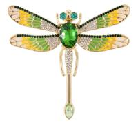 Mecool Dragonfly Brooch Crystal Brooches for Women Alloy Lapel Shawl Dragonfly Clip for Clothes & Hat Pins | Brooch Pins for Crafting, Dragonfly Gifts for Women | Vintage Brooch Pins for Clothes-Green