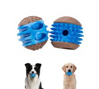 MECOOL Durable 2-in-1 Dog Chew Toys Set, Squeaky Chew Ball & Treat Dispensing Toy, Tough Nylon Ends & Natural Rubber for Aggressive Chewers, Interactive Puzzle Toys for All Breed Dogs,Blue