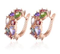 Mecool Flower Earrings Cubic Zirconia Earring Studs for Women-Golden&Colourful