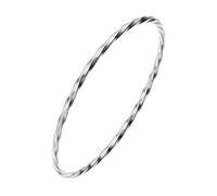 Mecool S925 Sterling Silver Bracelet Solid Twisted Bangle Bracelet Stackable Textured Bangle Bracelet for Women-inner size 2.63"