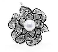 Mecool Sparkly Flower Brooch Pin with Beautiful Created Crystal and Simulated Pearl | Women's Brooches & Pins | Crystal Jewellery Shawl Pin Pearl Brooch | Scarf Pin Vintage Brooches for Women