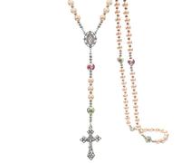Mecool Vintage Cross Pendant Necklace Vintage Necklace Artificial Pearls Crucifix Cross Long Sweater Chain Necklaces | Cros Chain Necklaces for Men Christian Gifts for Women Pearl Necklaces for Women