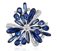 Mecool Women Vintage Diamond Brooch Pins Elegant Simulated Crystal Brooches-Blue