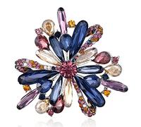 Mecool Women Vintage Diamond Brooch Pins Elegant Simulated Crystal Brooches-Purple