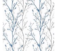 Mecpar Gray Blue Tree Branches Peel and Stick Wallpaper 17.71" x 118" Natural Wall Paper Modern Tree Branch Contact Paper Removable Wallpaper Self-Adhesive Vinyl for Furniture Crafts Walls