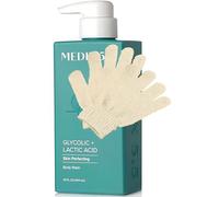 MED AHA Body Scrub Glycolic Acid Exfoliating Body Cleanser | KP Bump Eraser & Acne Treatment | Anti-Aging Foaming Body/Face Wash | Skincare Set + Eco Exfoliating Gloves + Prosperina Card