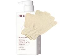 MED Fragrance-Free Retinol Body Cream for Crepey Skin | Firming Anti-Ageing Face & Body Moisturiser + Eco Exfoliating Gloves -Skincare Gift Set with Prosperina Exfoliation Card
