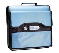 Med Manager Medicine Organizer and Portable Medical Binder, Holds (15) Pill Bottles - (11) Standard Size and (4) Large Bottles, Includes Removable 5-Tab File Folder, Light Blue, 14 x 14 x 4 inches