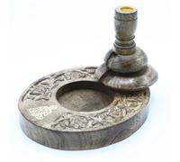 Med Mango Wood Backflow Burner With Brass Buddha - Relaxing Smoke Display