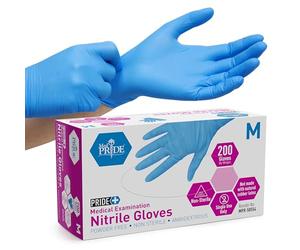 MED PRIDE Medical Examination Nitrile Gloves| Professional Grade for Hospitals, Law Enforcement, Tattoo Artists, First Response Medium Box of 200