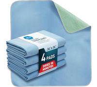 MED PRIDE Washable Underpads for Mattress Protection [Pack of 4] 34'' x 36” Reusable High Absorbency Bed Pee Pad Liners- Incontinence Pads for Kids, Adults, Elderly & Pets- Leakproof, Bedwetting Pads