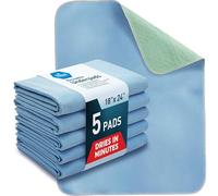 MED PRIDE Washable Underpads for Mattress Protection [Pack of 5] - Reusable High Absorbency Bed Pee Pad Liners- Incontinence Pads for Kids, Adults, Elderly & Pets- Leakproof, Bedwetting Pads 18x24”