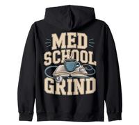 Med School Grind Coffee Book Stethoscope Study Zip Hoodie