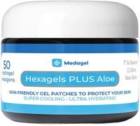 Medagel Hexagels® Plus Aloe Vera - Hydrogel Pads Protection & Treatment | Blister Prevention | Instant Cooling and Soothing Relief of Skin Irritations | 50ct Hexagon Pads (Original Formula)