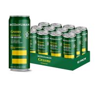 MEDAHUMAN Greens Superblend, Mango & Pineapple Flavoured Drink (12 x 250ml), 19 Fruit, Veg, Superfoods & Essential Vitamins incl VIT C, Matcha, Ashwagandha & Lions Mane, Vegan, Gluten-Free, 25 Cals