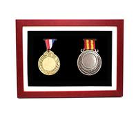 Medal Display Case - 2 Medal Display Shadow Box - Perfect Medal Display for Runners, Marathon, Race Winner, Soccer, Football, Gymnastics & All Sports