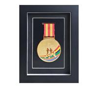 Medal Display Case - 6x8 Inch Black Wooden Medal Shadow Box with Glass Front, Military Medal Display Box for Athletes, Runners, Students, and Collectors - Wall Mount & Desktop Stand
